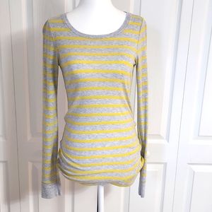 American Eagle gray and yellow striped long sleeve women's medium shirt
